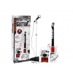 Žaislinė elektrinė gitara su stiprintuvu, mikrofonu ir MP3 jungtimi, balta
